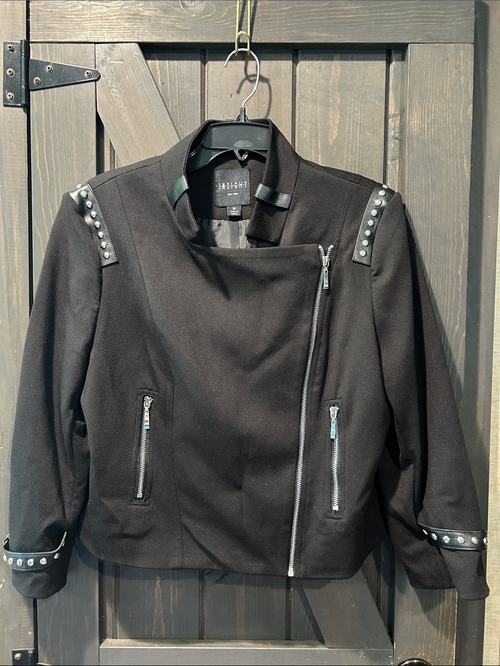 Insight Black Studded Asymmetrical Zip Jacket